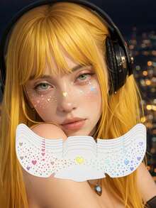 Glitter Freckle Holographic Stickers Heart Freckle Decorative Stickers Waterproof Temporary Stickers With Shiny Stars Heart Dots Pattern Adult Accessories Party Holiday Daily Makeup Dance Music Festival Party Essential Accessories - Multicolor - View 15