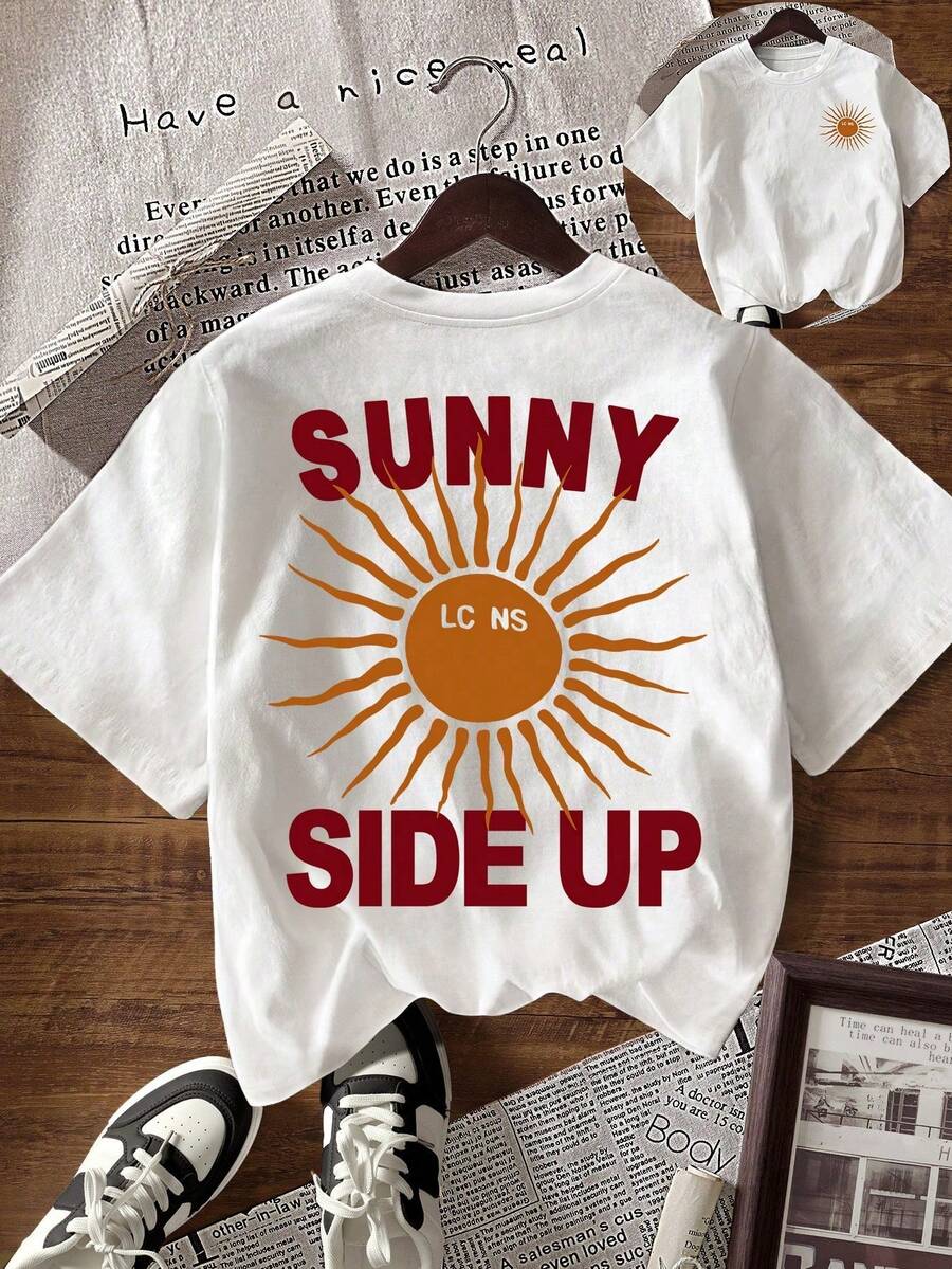 Women's Casual Floral And Spine Pattern Printed Round Neck Short Sleeve T Shirt,Summer Style - 白色 2 - 查看 1