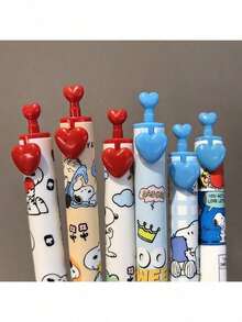 SNOOPY 6支/套 可爱黑色圆珠笔，速干可伸缩文具，学生考试用品，返校礼物，派对小礼品 - 彩色 - 查看 5