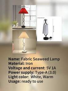 LED Seaweed Fabric Table Lamp, Creative Minimalist Design Table Lamp, Suitable For Bedroom, Living Room, Office, Bedside Daily Lighting, Reading Lighting, Decorative Table Lamp, Atmosphere Night Light - Desk Lamp - View 12