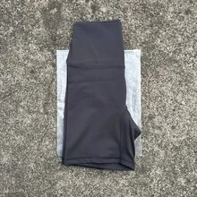 Solid Color Women's Fitness Sports High Waist Yoga Short Leg Cycling Full Body Workout Jog Squat Proof Inner Pocket - 珊瑚橙 - 查看 1