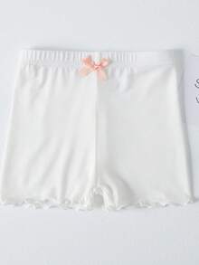8pcs/Pack Girls Cute Ruffle Trim Leggings, Versatile Daily Wear Safety Shorts - White - View 5