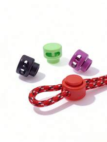 10/50/100pcs Colorful Dual-Hole Spring Buckle Non-Slip Nylon Fasteners, Suitable For Luggage, Shoelace Adjustment, Jacket Elastic Cord Buckle, Clothing Buttons, Multiple Colors, Multiple Materials - A - View 3