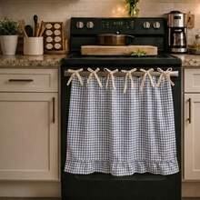 1pc Plaid Ruffle Half Curtain Oven Skirt, Country Style Kitchen Appliance Dust Cover & Apron, Suitable For Oven, Dishwasher And Washing Machine, Kitchen Decor (Size 76*54cm) - Ruffled Edge - View 13