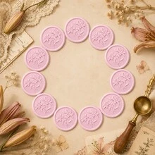 20pcs/Pack 3D Embossed Lily Flower Pattern Wax Seal Stickers, Self-Adhesive Wax Seal Stickers, Suitable For Gifts, Wedding Invitations, Envelope Sealing - Pink - 3D Lily - Pink - View 10