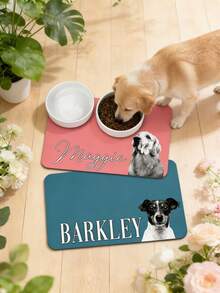 1pc Customized Pet Feeding Mat, Personalized Pet Photo + Name Mat, Personalized Dog Feeding Mat, Customized Cat Floor Mat, Unique Gift For Pet Lovers, Ideal Birthday Choice - Multicolor - View 3