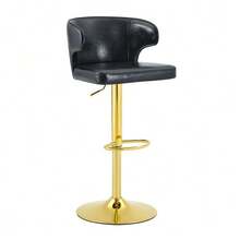 Set Of 2 Bar Stools With Backrest, Height Adjustable, 360° Swivel, With Wide Base And Footrest, Modern Kitchen Stools For Bar Or Counter (Stools Only). - Black - View 1