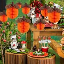 10/2pcs Autumn Acorn Honeycomb Decorations, Thanksgiving Paper Honeycomb Hanging Ornaments, Autumn Tree-Shaped Party Gift Decor, Home Decoration Supplies - View 5