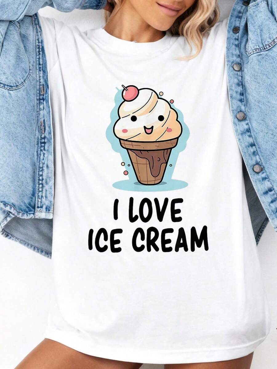 Camiseta con Estampado de Helado para Mujer - Blanco 2 - Ver 1