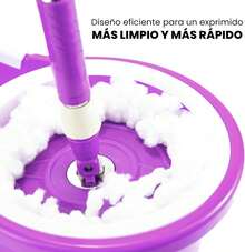 Magic Rotating Mop With Wringer Bucket, 360° Rotating Microfiber Head, Adjustable Telescopic Handle, Efficient Cleaning System For Wood, Ceramic, Marble Floors And More (BLACK) - Purple - View 6