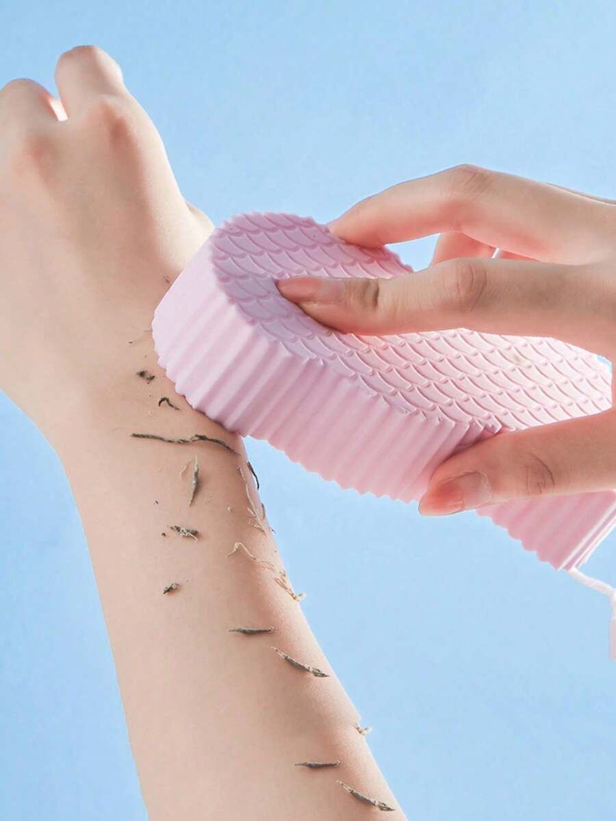 4pcs/1pc 3D Thickened Solid Color Fish Scale Pattern Soft Non-Shedding Exfoliating Massage Shower Sponge, Soft Foam Body Cleanser, High Density Sponge Shower And Bath Scrub, Painless Home Scrubbing Tool, Suitable For Daily Shower Use