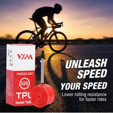 VXM公路車 700c 加厚 52G 紅色鋅合金 TPU 內胎含氣嘴 - 紅色 - 查看 10
