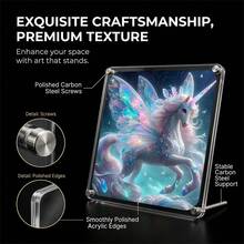 2D Square Acrylic 7.48 Inches Puzzle With Stand Photo Frame, Starry Sky Cloud Sea Transparent Colorful Wing Unicorn Crystal Gem Dreamy Puzzle - Multicolor - View 8