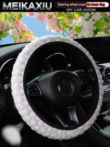 MEIKAXIU 透氣網布花卉新款汽車方向盤套 無內圈 適用 14.5-15 英吋 女用汽車內飾配件 - 網布花朵款 - 查看 4