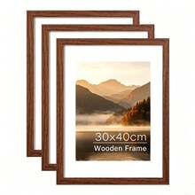 1/3件 30x40cm 木製相框，經典木製相框，30x40cm A4 A3 復古木製相框，復古棕色長方形光滑拋光裝飾相框，適用於居家臥室客廳桌面牆面裝飾 - 木質相框 - 查看 1