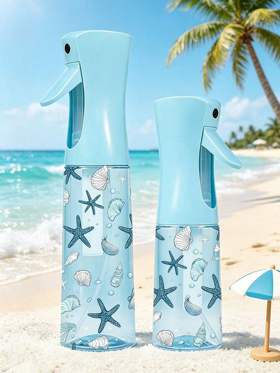 海星貝殼圖案 PET 可重複填充旅行噴霧瓶,專業高壓噴霧瓶,200/300ml 高壓連續自動真空細霧噴頭,美髮造型工具,美髮護理產品,配件,旅行必需品 - 彩色 - 查看 1