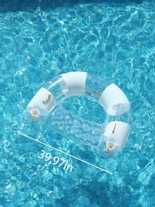 Transparent Glitter Inflatable U-Shaped Pool Lounger With Handle And Cup Holder, Adult Floating Bed For Swimming Pool, Lake, Beach - Multicolor - View 13