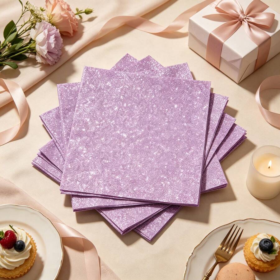 10/20/40pcs Lavender Purple Party Napkins, 6.5 Inch, Perfect For Weddings, Birthday Parties, Girls' Gatherings, Afternoon Tea, Picnics And Party Decorations - Pinkish-purple - View 1