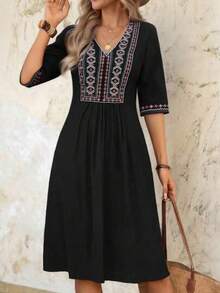 Women Midi Dresses - 黑色 - 查看 1