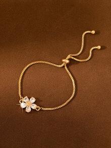 Teenager Luxury Style Flower Shaped Adjustable Bracelet Sweet Suitable For Daily Wear - one-size - View 6