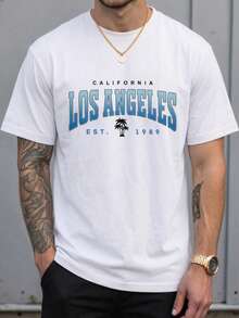 Camiseta de manga corta corta para hombre,casual y a la moda. Adecuada para vacaciones casuales de verano, uso diario, corte corto |   cómodo |   transpirable |   transpirable y absorbente. - Blanco - Ver 2