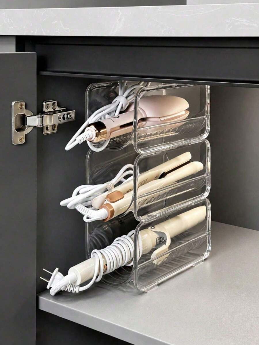 1/2pcs Stackable Curling Iron Storage Rack, Hair Styling Tool Organizer - Multicolor - View 1