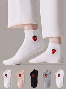 5/10/20 Pairs Multi-Color Women's Short Socks, Summer Thin Casual Fashion Low-Cut Ankle Socks, Boat Socks - Multicolor - View 5