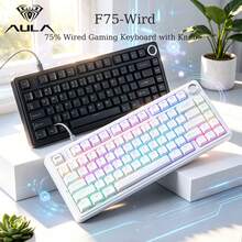 AULA F75 Hot-Swappable Gaming Keyboard, Fully Anti-Spoofing Keys, Ergoromic PBT Keycaps, RGB Backlighting, Type-C Connection Cable, Linear Tactile Clicky Mechanical Switches, Suitable For Office Use And Electronic Sports Enthusiasts - View 2