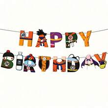 Dragon Ball Character Outfit Happy Birthday Letter Banner, Anime Party Hanging Garland For Wall Backdrop, Cake Table, Photo Area & Celebration Decor - Banner - View 5