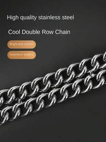 Stainless Steel Double Chain Dog Collar, Choker Necklace For Large Dog Breeds - Doberman, Cane Corso, Rottweiler - Silver - View 7
