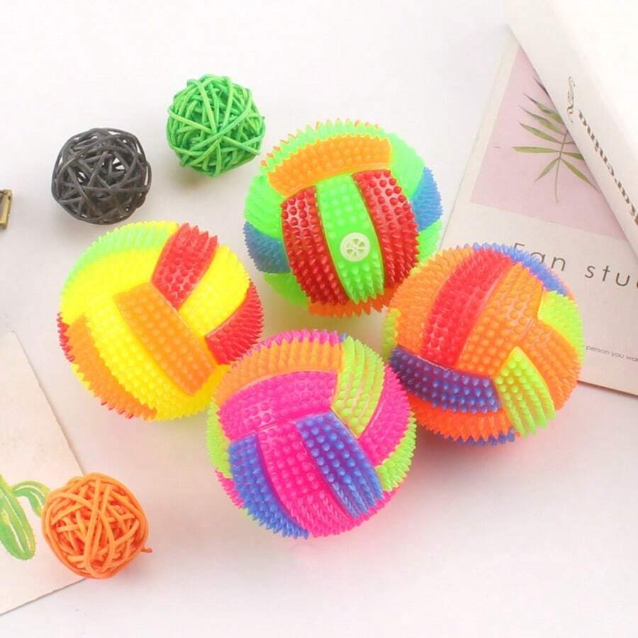 1 món đồ chơi nhai cho chó từ giống nhỏ đến lớn, bóng cao su phát sáng có tiếng kêu cho chó con, làm sạch răng và giảm nhàm chán - Nhiều màu - Xem 1