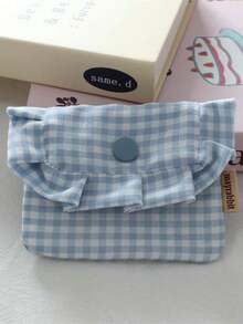 Cute Plaid Camera Bag CCD Storage Pouch Canvas Camera Case Mini Square Makeup Bag Camera Dust-Proof Storage Bag Camera Storage Pouch Women's Lipstick Sanitary Napkin Storage Bag Wallet Coin Purse Card Holder Small Makeup Zipper Bag - Multicolor - View 16