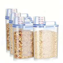Slim Storage Bottle Plastic With Handle Double Latches And Pour Spout 2.5L Large Capacity Kitchen Inside Cabinet Refrigerator Door Gap Storage Cereal Container Airtight Food Keeper Bin Pantry Organization - Transparent - Übersicht 1