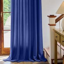 Plain Velvet Curtain With 8 Buttons (1 Piece), Soft And High Quality Fabric, Enhances The Style Of Your Home, Perfect To Complement Any Modern Decor Style. - Biru Terang - View 2