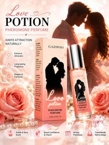 Love Potion Couple Pheromone Rollerball Fragrance, Sweet Romantic Floral Woody Scent, Long-Lasting Charming Fragrance, Mini Portable Leak-Proof Rollerball Fragrance, Suitable For Couple Dates, Valentine's Day, Travel, 10ML/0.34FL.OZ - Pheromones - View 1