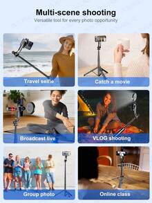 AXNEN 1300mm/51.2 Inch Wireless Selfie Stick Phone Tripod, Extendable Foldable Monopod, Compatible With Smartphones, With Magnetic Phone Holder And Remote Control, Suitable For Summer Vacation, Travel, Outdoor Activities, Live Streaming And Other Photography And Live Streaming Occasions - one-size - View 10