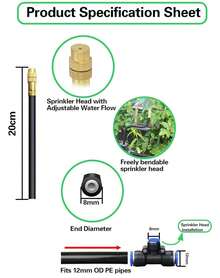Drip Irrigation System - 360° Adjustable Micro Sprinkler Kit, Easy Tool-Free Installation, Fine Mist Spray For Potted Garden Plants, Greenhouse - 20件組滴灌配件套裝 - 查看 3
