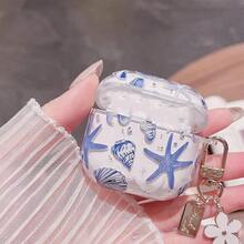 Transparent Earphone Case Compatible With Apple 4 Pro3/Pro/Pro2 With Cute Beautiful Seashell And Starfish Pattern Design, Keychain, Small Gift Specially Designed For Women And Girls - Multicolor - View 1