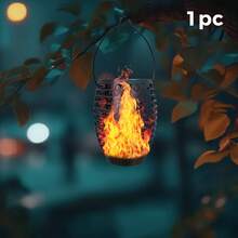 1/2pcs Solar Powered Hanging Lanterns, IP44 Waterproof Outdoor Solar Lights, Dynamic Flickering Flame Effect LED Lights, Warm Light, Automatic On/Off Wireless Hanging Decor, Suitable For Garden, Yard, Porch, Lawn, Patio, Halloween, Christmas And Holiday Parties - Warm Light - View 10