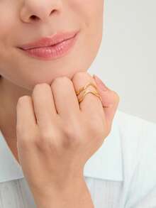 Ashenrae Anillo abierto de acero inoxidable de estilo minimalista versátil y de diseño de nicho a la moda - 9 de oro - Ver 5