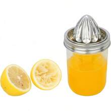 2 Pcs Mason Jar Juicer Lid 3.38 Inch Wide Mouth Stainless Steel Orange Lemon Manual Juicer - Silver - View 7