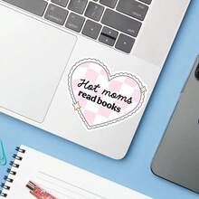 1PC Bookish Girlie Decal Sticker, Hot Moms Read Books Typography Vinyl Sticker For Kindle Laptop, Waterproof Bookworm Sticker For Water Bottle Journal Travel Case, Cute Gift For Book Club Members BFF Girls - S2370 - View 5