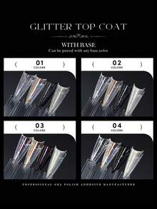 4 cores JTING Top Coat Gel Sem Necessidade de Limpeza, Esmalte de Unhas Gel com Brilho Cintilante, Acabamento de Alto Brilho, Livre de TPO/Hema, Esmalte de Unhas Gel de Longa Duração, Gel Transparente para Salão de Unhas Profissional e DIY - Visão 3