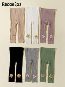 6pcs Pack Girls Floral Print Cropped Tights, Sweet & Cute Style Suitable For Daily Wear - Multicolor - View 19