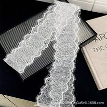 1pc White Floral Eyelash Lace Skinny Neck Scarf, Narrow Long Hollow Out Layering Scarf, Romantic French Style Daily Fashion Accessory Gift For Women - White - View 5