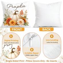 4pcs/1pc Sarung Bantal Motif Bunga Matahari dan Selamat Datang Musim Gugur, Sarung Bantal Cetak Satu Sisi, Cocok untuk Dekorasi Rumah Ruang Tamu dan Kamar Tidur, Sarung Bantal Sepanjang Musim - MultiWarna - View 4