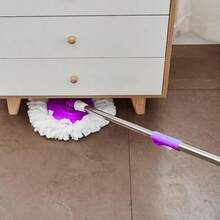 Magic Rotating Mop With Wringer Bucket, 360° Rotating Microfiber Head, Adjustable Telescopic Handle, Efficient Cleaning System For Wood, Ceramic, Marble Floors And More (BLACK) - Purple - View 9
