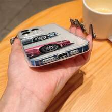 1 pieza Funda de teléfono con patrón de carreras en negro & plata compatible con teléfonos Apple - Multicolor - Ver 5