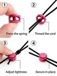 10/50/100pcs Colorful Dual-Hole Spring Buckle Non-Slip Nylon Fasteners, Suitable For Luggage, Shoelace Adjustment, Jacket Elastic Cord Buckle, Clothing Buttons, Multiple Colors, Multiple Materials - A - View 4