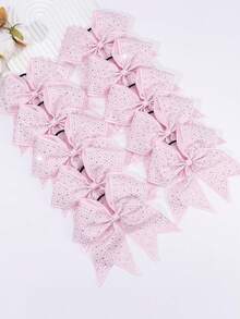 2pcs Rhinestone Cheerleader Bows, Girls Glitter Large Elastic Ponytail Hair Ties, Softball Game Hair Accessories - Multicolor - View 12